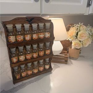 Wooden Spice Rack with Glass Jars